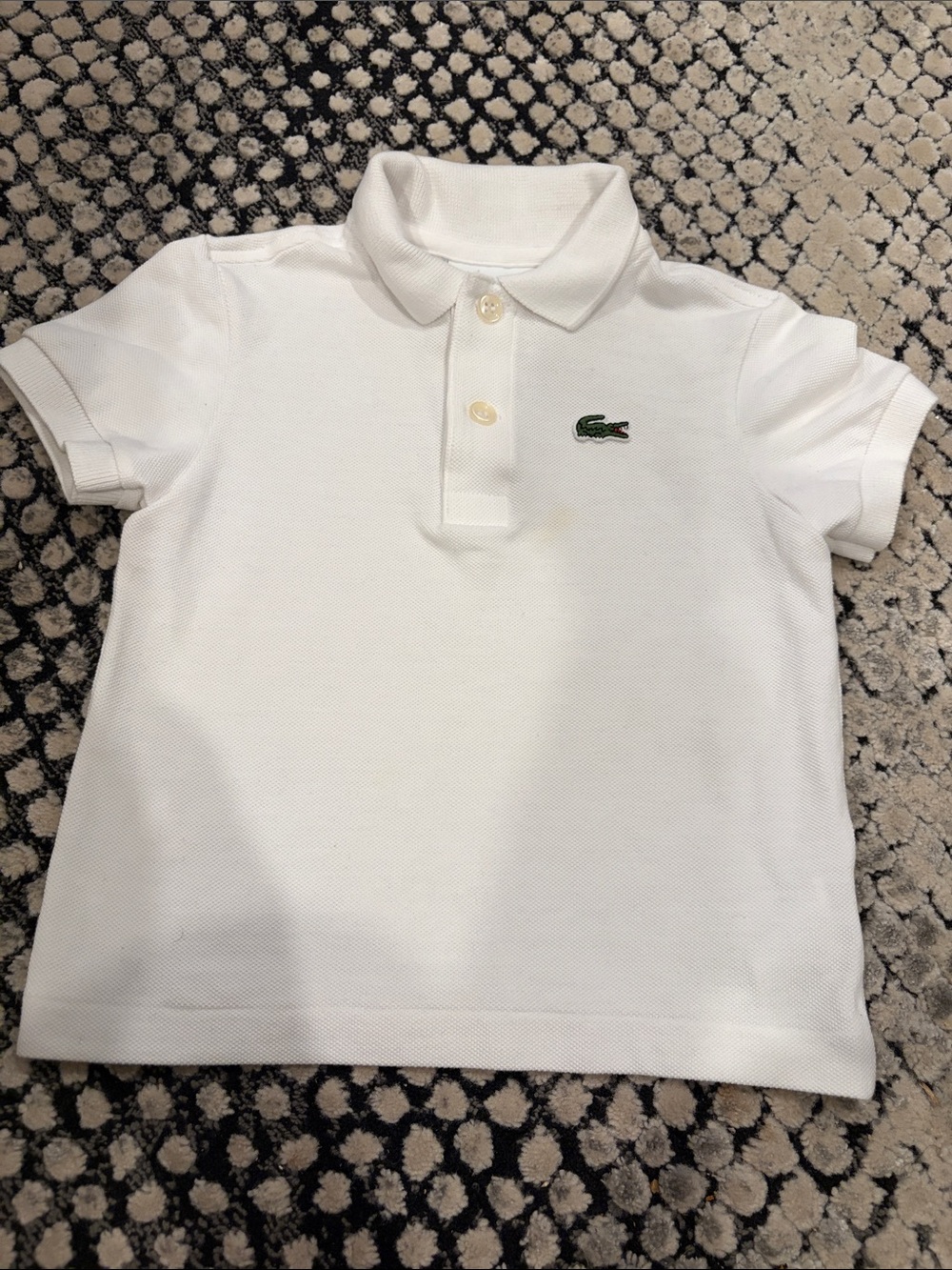 Size 2 Boys Lacoste Kids White Polo with Green Croc Logo